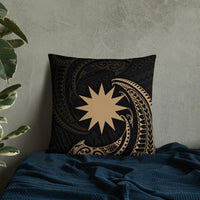 Nauru Polynesian Basic Pillow - Gold Tribal Wave - Polynesian Pride
