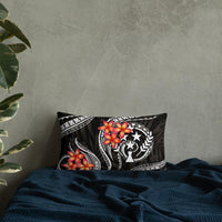 Kosrae Micronesian Pillow - White Plumeria Pillow 20 x 12 Black - Polynesian Pride