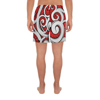 Polynesian Maori Ethnic Ornament Red Men's Athletic Long Shorts - Polynesian Pride