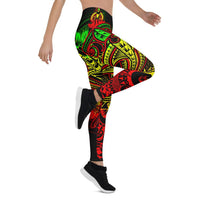 Vanuatu Polynesian Leggings - Reggae Shark Polynesian Tattoo - Polynesian Pride