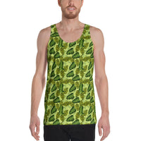 Tropical Green Hawaii Men's Tank Top AH White - Polynesian Pride
