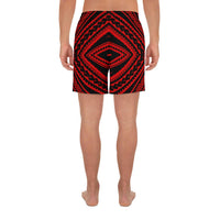 Polynesian Tatau Red Men's Athletic Long Shorts - Polynesian Pride