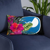 Yap Micronesia Basic Pillow - Tropical Bouquet Pillow Black - Polynesian Pride