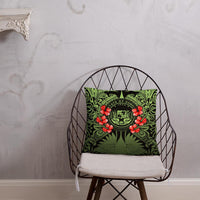 Hawaii Pillow - Coat Of Arms With Hibiscus Flowers - Polynesian Pride