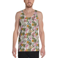 Tropical Pineaapple Hawaii Men's Tank Top AH White - Polynesian Pride