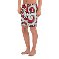 Polynesian Maori Ethnic Ornament Red Men's Athletic Long Shorts - Polynesian Pride