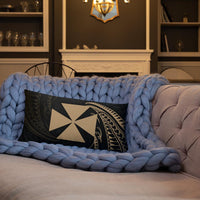 Wallis and Futuna Polynesian Basic Pillow - Gold Tribal Wave - Polynesian Pride