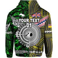 Custom New Zealand Niue Zip Hoodie Maori and Polynesian Together Green, Custom Text and Number LT8 - Polynesian Pride