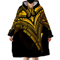 Northern Mariana Islands Gold Color Cross Style Wearable Blanket Hoodie LT9 - Polynesian Pride