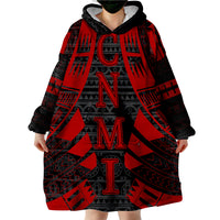 Northern Mariana Islands Red Tattoo Style Wearable Blanket Hoodie LT9 - Polynesian Pride
