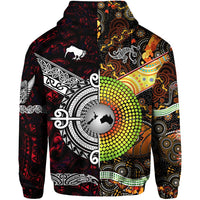 New Zealand Australia Hoodie Maori and Aboriginal Together Red LT8 - Polynesian Pride