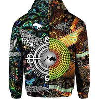 New Zealand Australia Hoodie Maori and Aboriginal Together Paua Shell LT8 - Polynesian Pride
