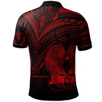 Papua New Guinea Polo Shirt Red Color Cross Style - Polynesian Pride