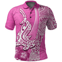 Hawaiian Shark Polynesian Polo Shirt Vibe Pink Style LT6 Pink - Polynesian Pride