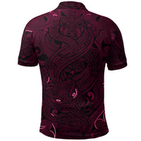 New Zealand Polo Shirt, Maori Gods Golf Shirt, Tumatauenga (God of War) Pink - Polynesian Pride