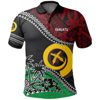 Custom Vanuatu Polo Shirt Fall In The Wave Unisex Black - Polynesian Pride