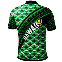Hawaii Custom Polo Shirt Green Hawaiian Tribal Seamless Pattern - Polynesian Pride