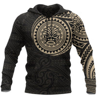 Hoodie Polynesian Face Tattoo Style Unisex Black & GOLD - Polynesian Pride