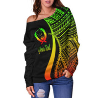 Pohnpei Custom Personalised Women's Off Shoulder Sweater - Reggae Polynesian Tentacle Tribal Pattern - Polynesian Pride