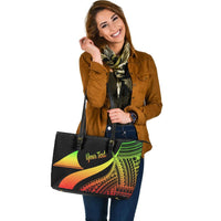 Tokelau Custom Personalised Large Leather Tote Bag - Reggae Polynesian Tentacle Tribal Pattern - Polynesian Pride