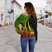 Samoa Custom Personalised Women's Off Shoulder Sweater - Reggae Polynesian Tentacle Tribal Pattern - Polynesian Pride