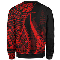 New Caledonia Custom Personalised Sweatshirt - Red Polynesian Tentacle Tribal Pattern Crest - Polynesian Pride