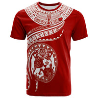 Custom (TOKO ofA) Tonga Polynesian T Shirt Tonga Waves Red 02 LT13 Unisex Red - Polynesian Pride