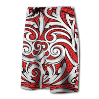 Hawaii Polynesian Maori Ethnic Ornament Board Shorts Red - Polynesian Pride