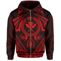 Polynesian Kakau Kanaka Turtle Map Hawaii Zip Hoodie Circle Style Red - Polynesian Pride