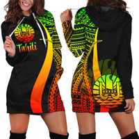 Tahiti Women's Hoodie Dress - Reggae Polynesian Tentacle Tribal Pattern Reggae - Polynesian Pride
