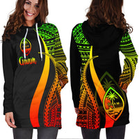 Guam Women's Hoodie Dress - Reggae Polynesian Tentacle Tribal Pattern - Polynesian Pride