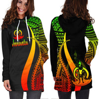 Vanuatu Women's Hoodie Dress - Reggae Polynesian Tentacle Tribal Pattern - Polynesian Pride