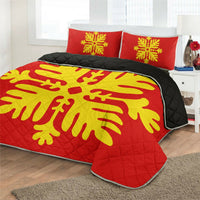 Hawaiian Royal Pattern Quilt Bed Set - Royal - H2 Style - AH - Polynesian Pride