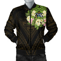 Solomon Islands Men's Bomber Jacket - Polynesian Gold Patterns Collection - Polynesian Pride