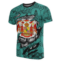 Custom Hawaii Royal King Tatau Turquoise Polynesian T Shirt - Polynesian Pride