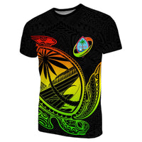 Guam T Shirt Rugby Version Turtle Polynesian Rasta Unisex Rasta - Polynesian Pride