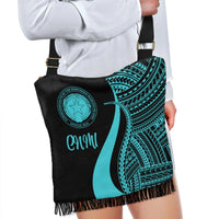 Northern Mariana Islands Boho Handbag - Turquoise Polynesian Tentacle Tribal Pattern - Polynesian Pride