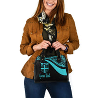 Fiji Custom Personalised Shoulder Handbag - Turquoise Polynesian Tentacle Tribal Pattern - Polynesian Pride