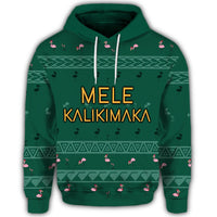 Hawaiian Map Polynesian Mele Kalikimaka Flamingo Christmas Hoodie - Polynesian Pride