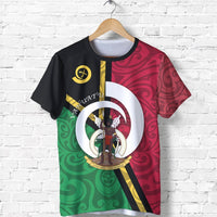 Vanuatu T Shirt Vanuatuan Flag Coat of Arms Design Unisex Green - Polynesian Pride