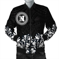 Niihau Map Hibiscus Polynesian Bomber Jacket - Lithe Style - AH White Unisex - Polynesian Pride