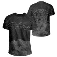Hawaii Hibiscus Coat of Arm Polynesian T Shirt Gray Unisex Gray - Polynesian Pride