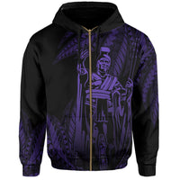 Hawaii King Polynesian Hoodie (Zip up) Durk Style Purple - Polynesian Pride