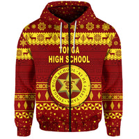 Custom Tonga High School Christmas Zip Hoodie Simple Style LT8 - Polynesian Pride