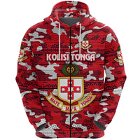 Kolisi Tonga Zip Hoodie Mate Maa Tonga Camouflage Vibes Original - Polynesian Pride