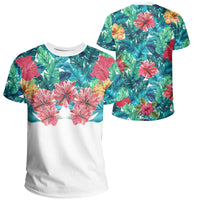 Tropical Hibiscus Hawaii T Shirt White Unisex White - Polynesian Pride