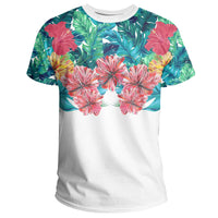 Tropical Hibiscus Hawaii T Shirt White - Polynesian Pride