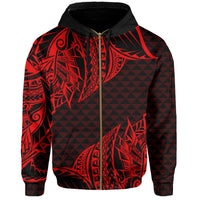 Hawaii Maka Polynesian Zip Hoodie Marcus Style Red - Polynesian Pride