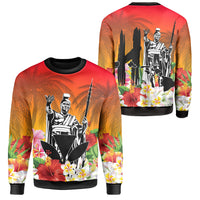 Hawaii Summer King Hibiscus Plumeria Sweat Shirt Unisex Orange - Polynesian Pride
