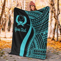 Pohnpei Custom Personalised Premium Blanket - Turquoise Polynesian Tentacle Tribal Pattern - Polynesian Pride